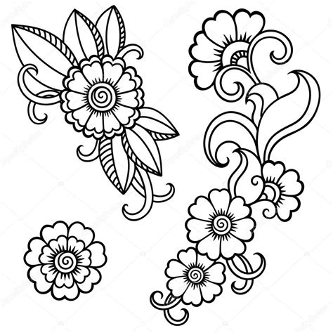 Henna Tattoo Flower Template In Mehndi Style — Stock Vector © Rugame