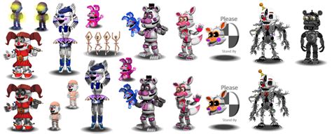 Fnaf Sl Canon Characters Shaded And Unshaded By Educraft On Deviantart
