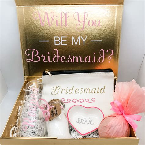 Gold Bridesmaid Proposal Box! in 2020 | Bridesmaid proposal box, Bridesmaid proposal, Proposal box