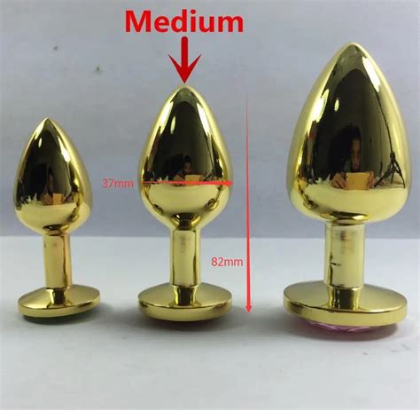high quality medium size gold metal anal plug diamonds sex toys butt sex products sex toy for