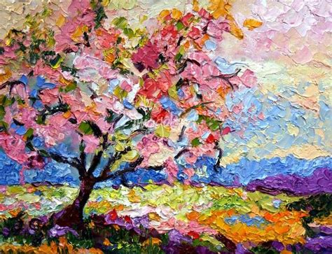 Impressionist Spring Pink Blossom Tree By Ginette Callaway Simple Oil