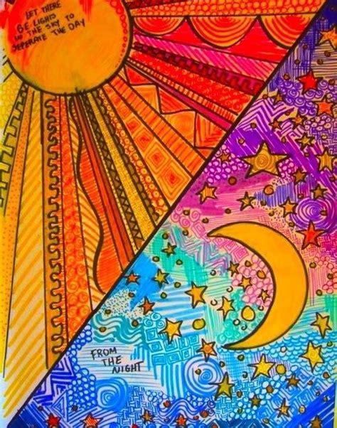 Moon And Sun Warm And Cool Colors Warm Colours Ecole Art Art Naif