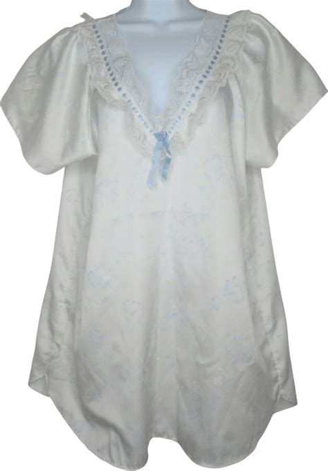 Vintage Blue Ribbon White Chemise Nightgown By Petra Shop Thrilling