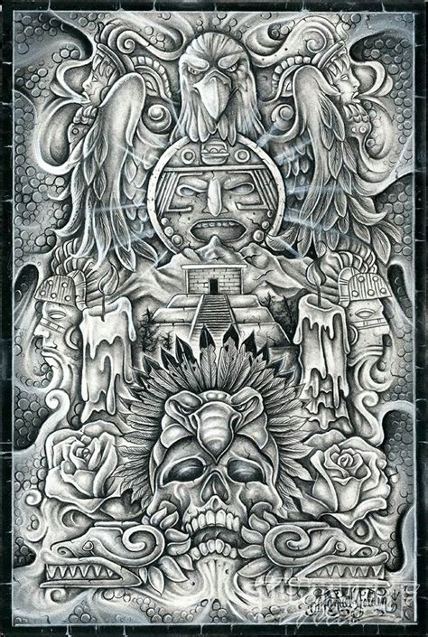 Pin By Tina On Amazing Artwork Mayan Art Lowrider Art Aztec Art