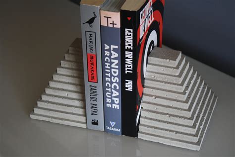 Concrete Pyramid Bookend Set Of 2 Modern Cement Bookend Etsy