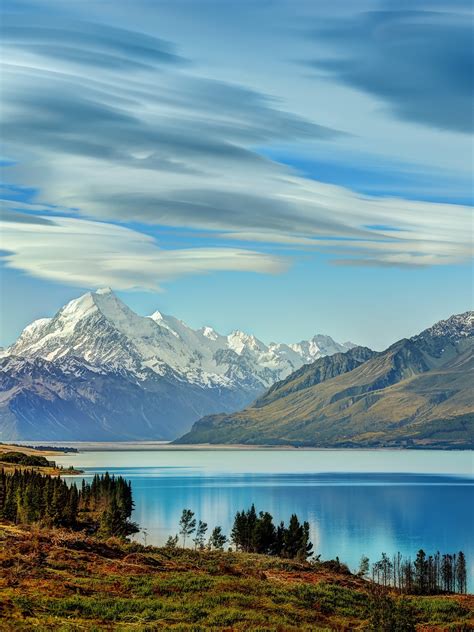 Lake New Zealand Mountains Wallpaper 1536x2048