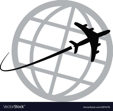 Airplane Icon Around The World Royalty Free Vector Image