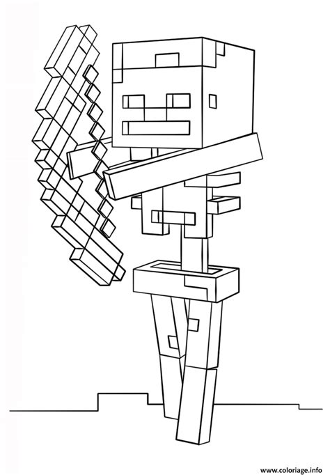 Coloriage minecraft skeleton with bow  JeColorie.com