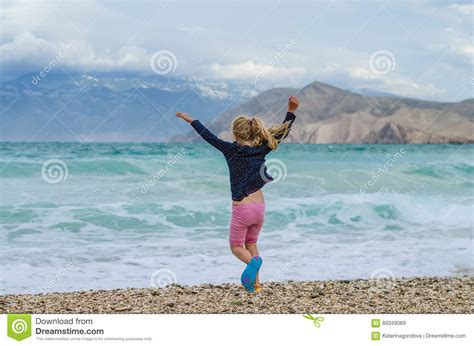 Windy Day On The Beach By The Sea Stock Image Image Of Little
