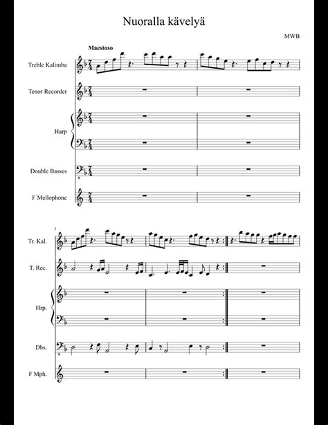All ▾ free sheet music sheet music books digital sheet music musical equipment. Nuoralla kävelyä ((Sad song)Mainly treble kalimba) sheet music for Sound effects, Recorder, Harp ...