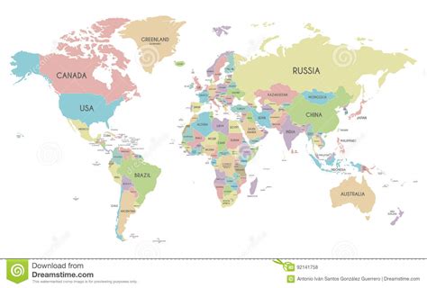 Political World Map Vector Illustration Stock Vector Illustration Of