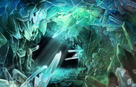 Id7537631614 Anime Scenery Crystal Cave Fantasy Landscape
