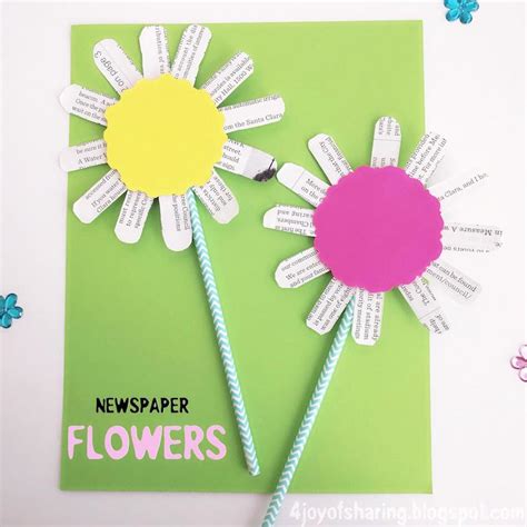 These simple arts and crafts are perfect for kids and even toddlers and preschoolers who enjoy doing art activities and craft projects. Simple Newspaper Flower Craft For Kids - The Joy of Sharing
