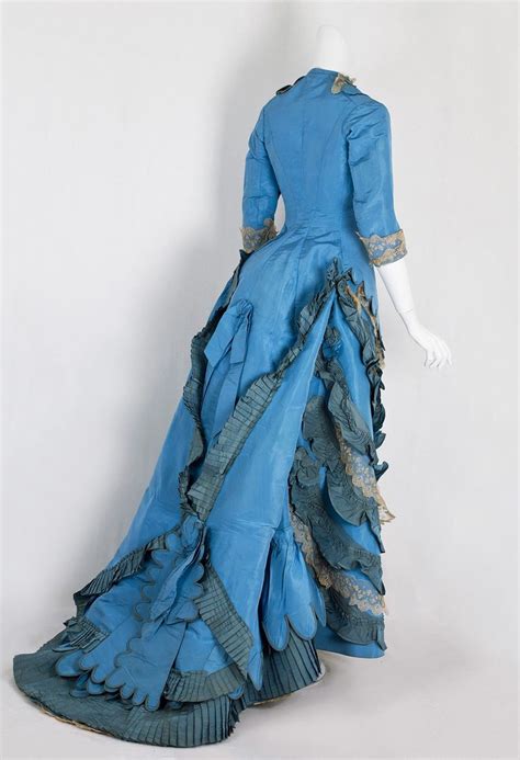 Taffeta Bustle Dress 1870s Historical Dresses Victorian Clothing Vintage Dresses