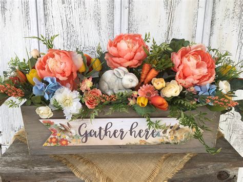 Gather Here Rabbit Spring Floral Arrangement Easter Table Etsy