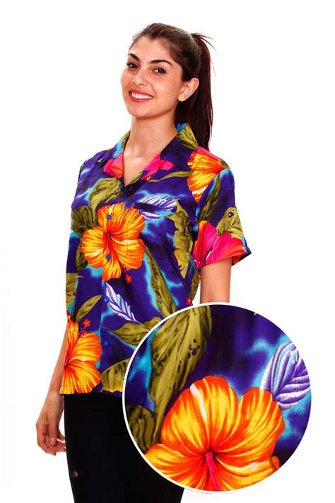 Original King Kameha Funky Hawaiibluse Hawaiihemd Damen Xs Xl Kurzarm Front Tasche