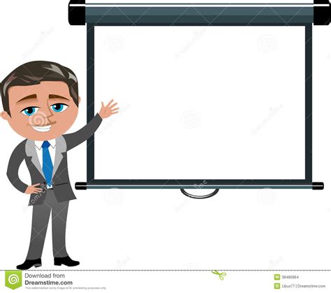 Business Man Presenting Blank Projector Screen Stock Vector