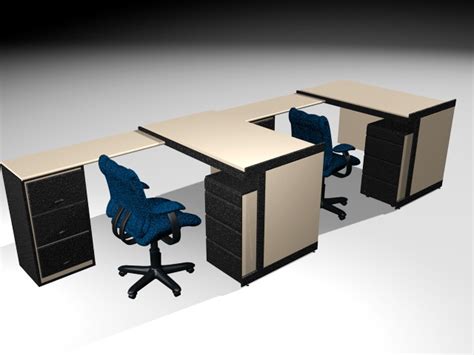 Office Desk Workstation 3d Model 3ds Max Files Free Download Modeling