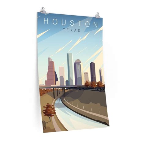 Houston Travel Poster Texas Poster Space City Houston Art Etsy