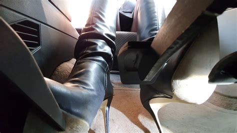 High Heel Leather Boots Driving And Pedal Pumping Manual Car Under Pedal View Preview Youtube