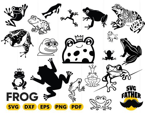 Frog Svg Frog Clipart Frog Silhouette Frog Vector Frog Stencil