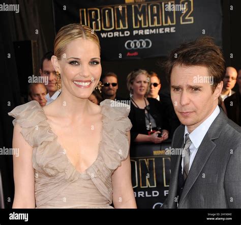 Leslie Bibb And Sam Rockwell At The Iron Man 2 World Premiere Held At