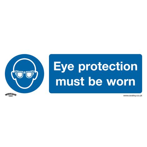 mandatory safety sign eye protection must be worn self adhesive vinyl huttie
