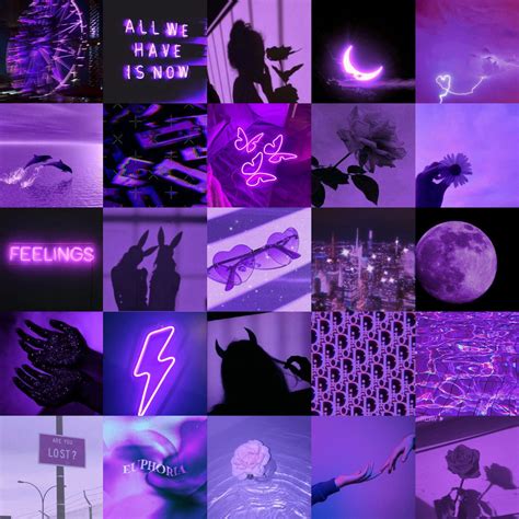 Purple Aesthetic Wall Collage Kit Purple Aesthetic Collage Etsy