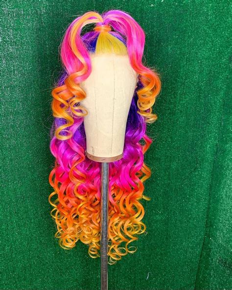 Hair Colorful Multicolored Hair Colorful Lace Front Wigs Brazillian