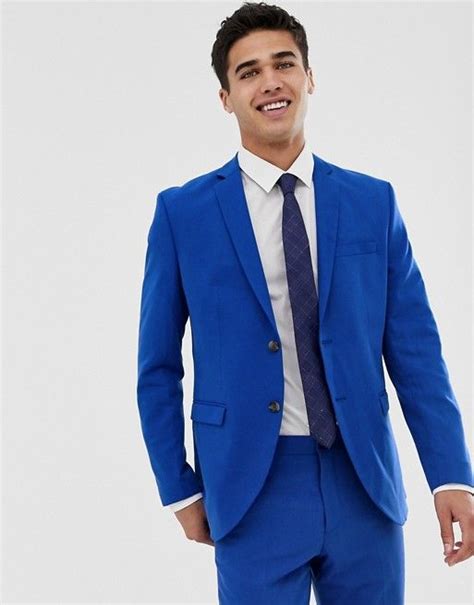 Jack And Jones Premium Stretch Slim Suit Jacket In Electric Blue Asos
