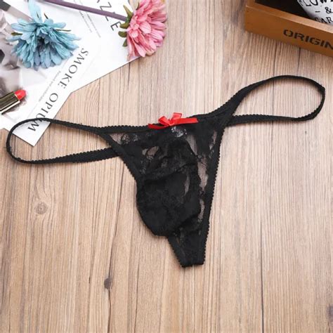 Sissy Pouch Panties Sexy Mens Sheer Lace G String Gay Underwear