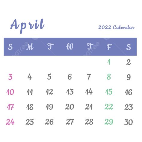 Gambar Kalender Warna Biru 2022 Di Bulan April April Kalender 2022