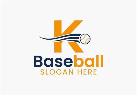Letter K Baseball Logo Concept With Moving Baseball Icon Template