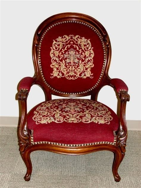 French Victorian Style Needlepoint Arm Chair Lot 584