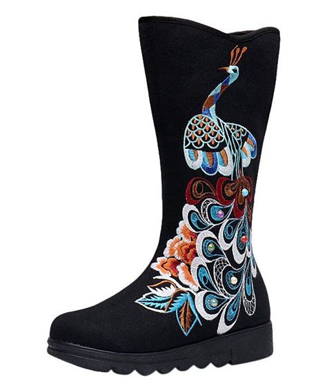 Embroidered Kicks Black Peacock Embroidered Boot Embroidered Boots