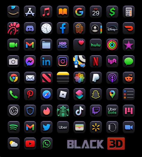 Black 3d App Icons Free Download Black App Icons Aesthetic For Ios 14 243