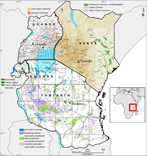 Mosaic Of National Wetland Maps For The East African Region Showing