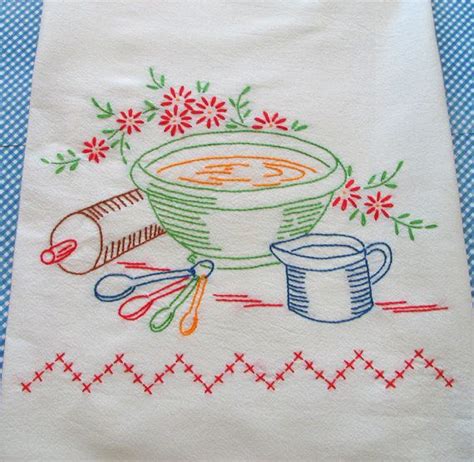 Hand Embroidered Dishtowel By Exuberanthousewifery On Etsy Embroidery
