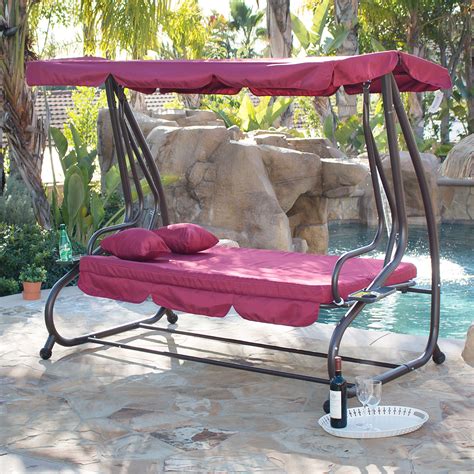 Swing canopy outdoor garden swing chair outdoor hot selling wrought iron swing for adults wirh canopy outdoor 3seats patio garden. Outdoor Swing / Bed Patio Adjustable Canopy Deck Porch ...