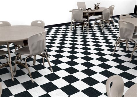 Grey And White Checkerboard Vinyl Flooring