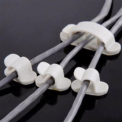 10 Pcs Gray Plastic Self Adhesive Wire Cord Cable Clip Holder Clamps