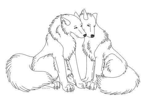 Wolf Couple Lineart By Paradox Division On Deviantart