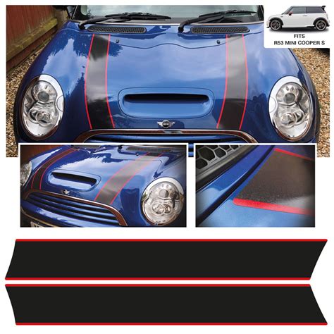 Mini Cooper S R53 Factory Fit Bonnet Stripe Decals Concept Graphics