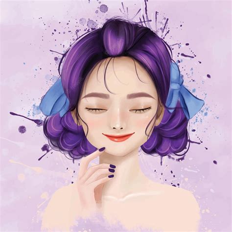 Premium Vector Smiling Girl Portrait In Watercolor Digital Painting