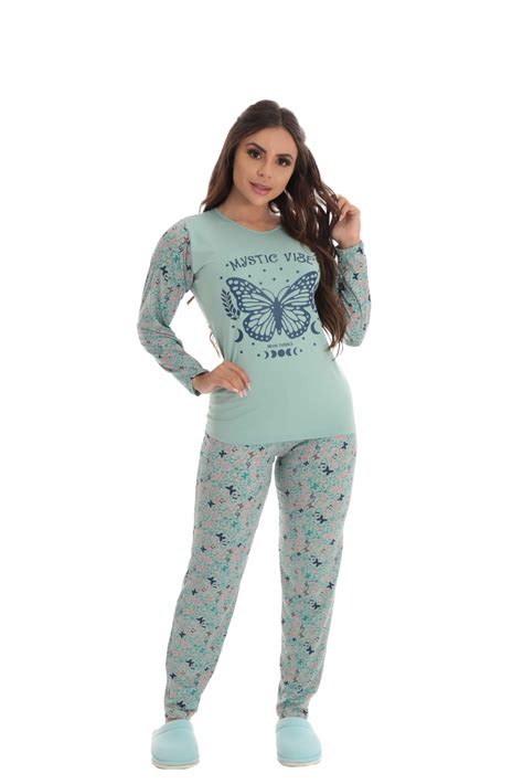 Pijama Longo Feminino Em Suede Teos Click Sophia