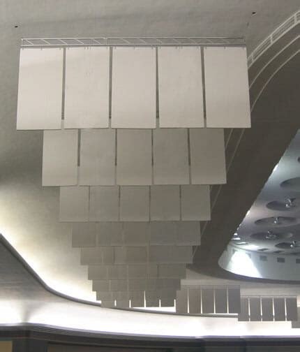 Acoustic absorption optimizes acoustics in interiors using acoustic ceiling tiles. Hanging Acoustical Baffles - Cotton Acoustical Baffles ...