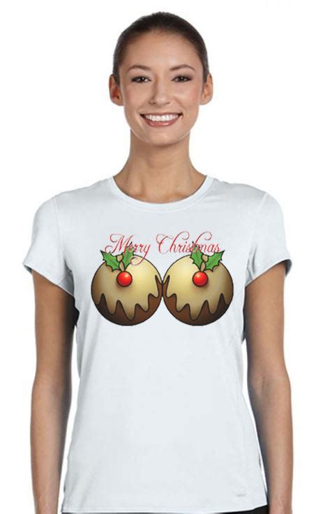 Womens Funny Festive White Christmas Pudding Boobs T Shirt Xmas T Idea Ebay