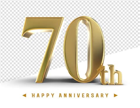 Premium Psd Gold 70th Happy Anniversary 3d Rendering Isolated