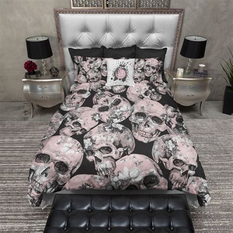 Baby Pink Petite Rose Skull Bedding Collection | Purple bedding sets, Skull bedding, Purple bedding