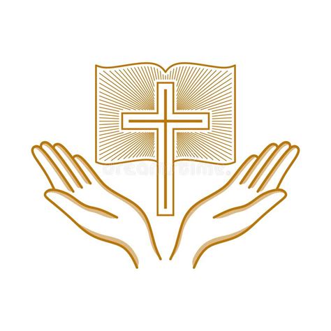 Church Logo Christian Symbols Hands Raised To The Cross Of The Lord